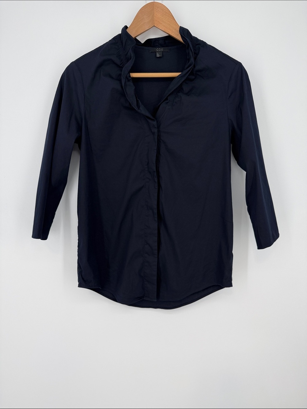 COS Navy Button-Up Collared Shirt